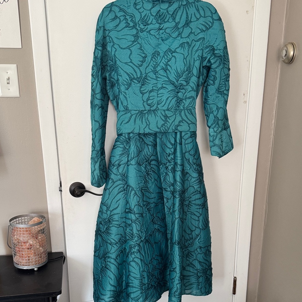 Teri Jon Turquoise Patterned Blouse - image 5